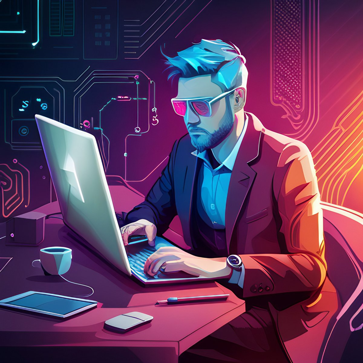 Digital artwork illustrating AI's role in modern marketing